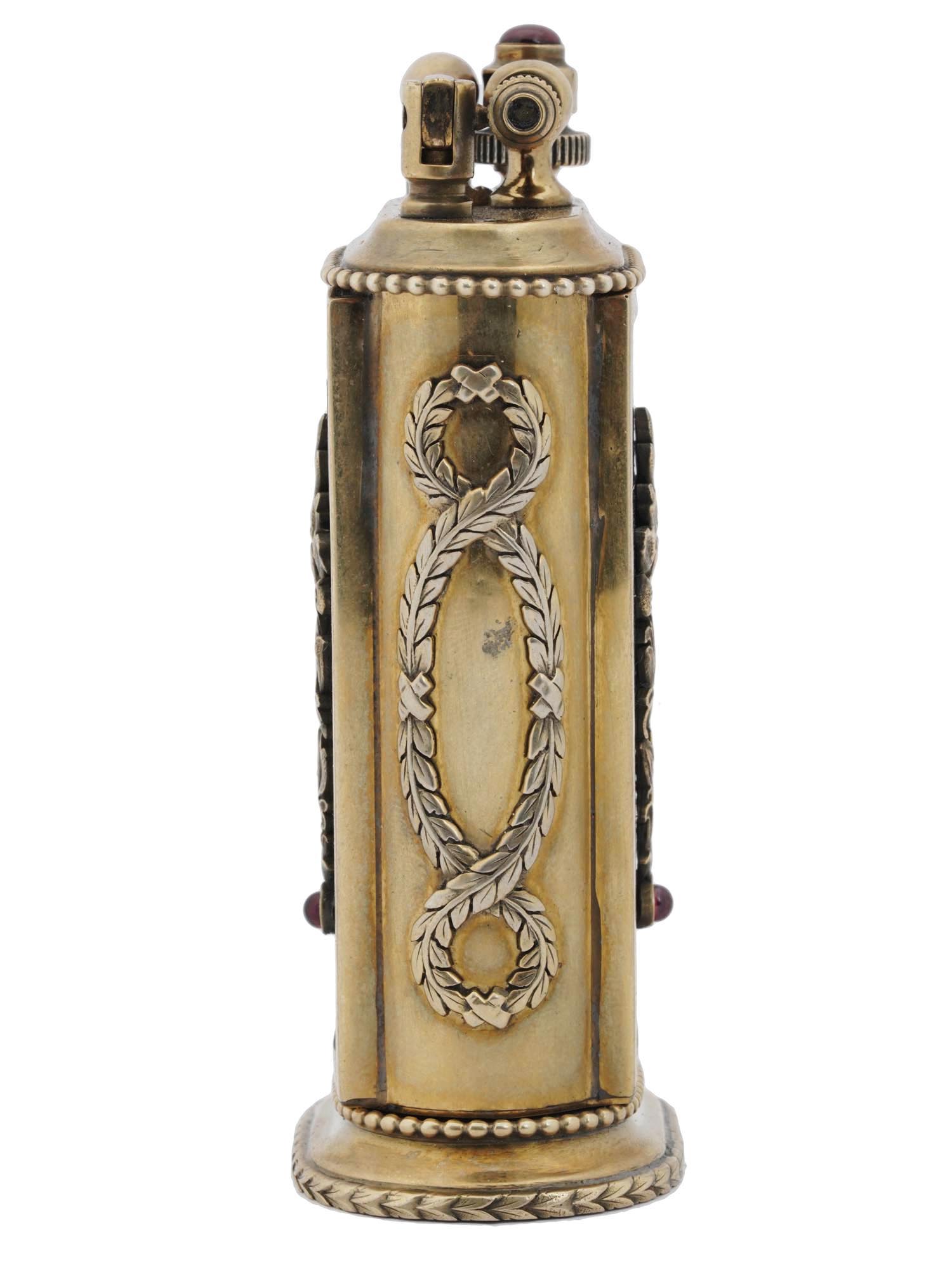 GILT SILVER AND ENAMEL RUBY STONES TABLE LIGHTER PIC-5